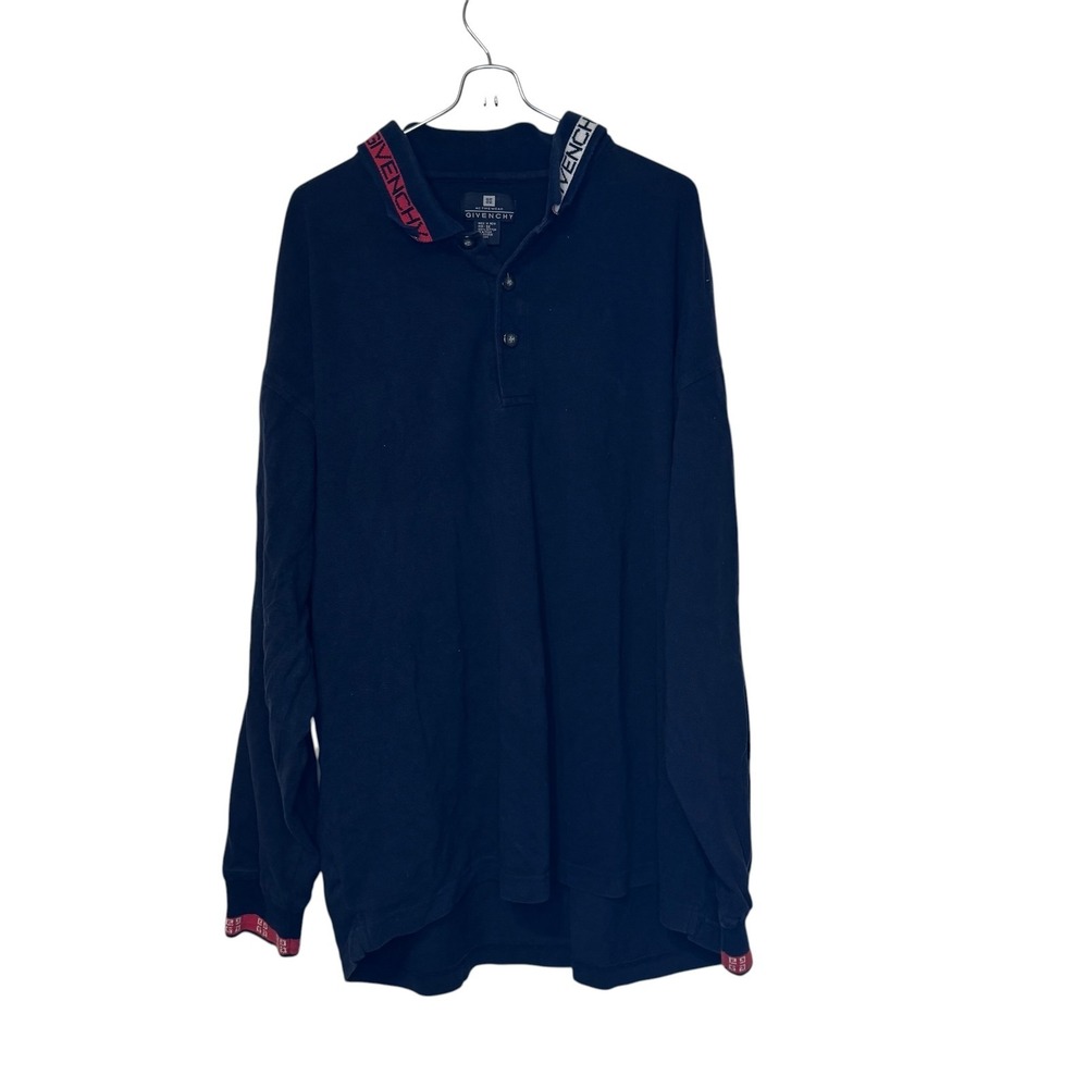 Givenchy Mens Polo Shirt Vintage 90's Activewear Long Sleeve Oversized Cotton 3X